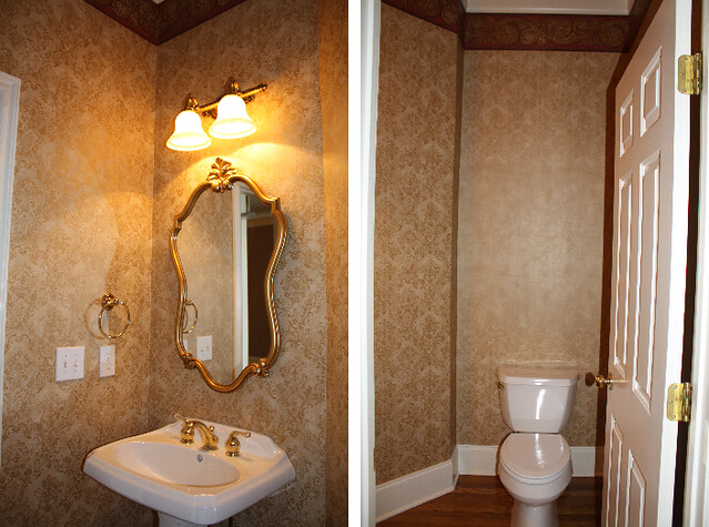 Our Powder Room Makeover: From Damask to Dark