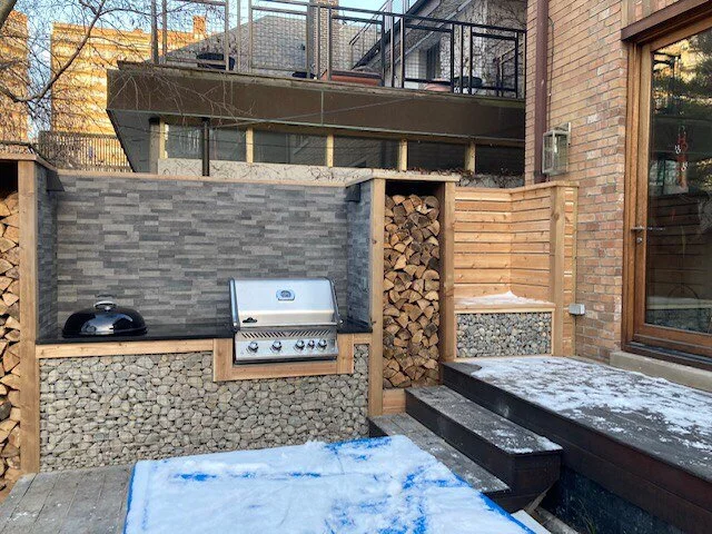 Outdoor Fireplace Gabion Outdoor Kitchen An Excellent Use Of Space And Materials — Bsq Landscape Architects