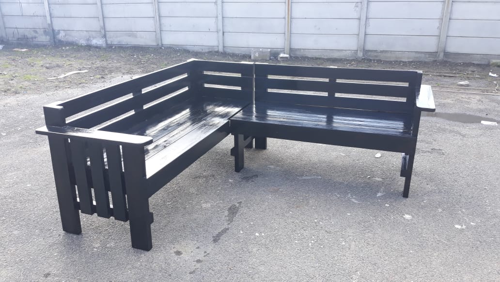 Outdoor ready Custom L-shaped Benches - Cape Wood Innovations