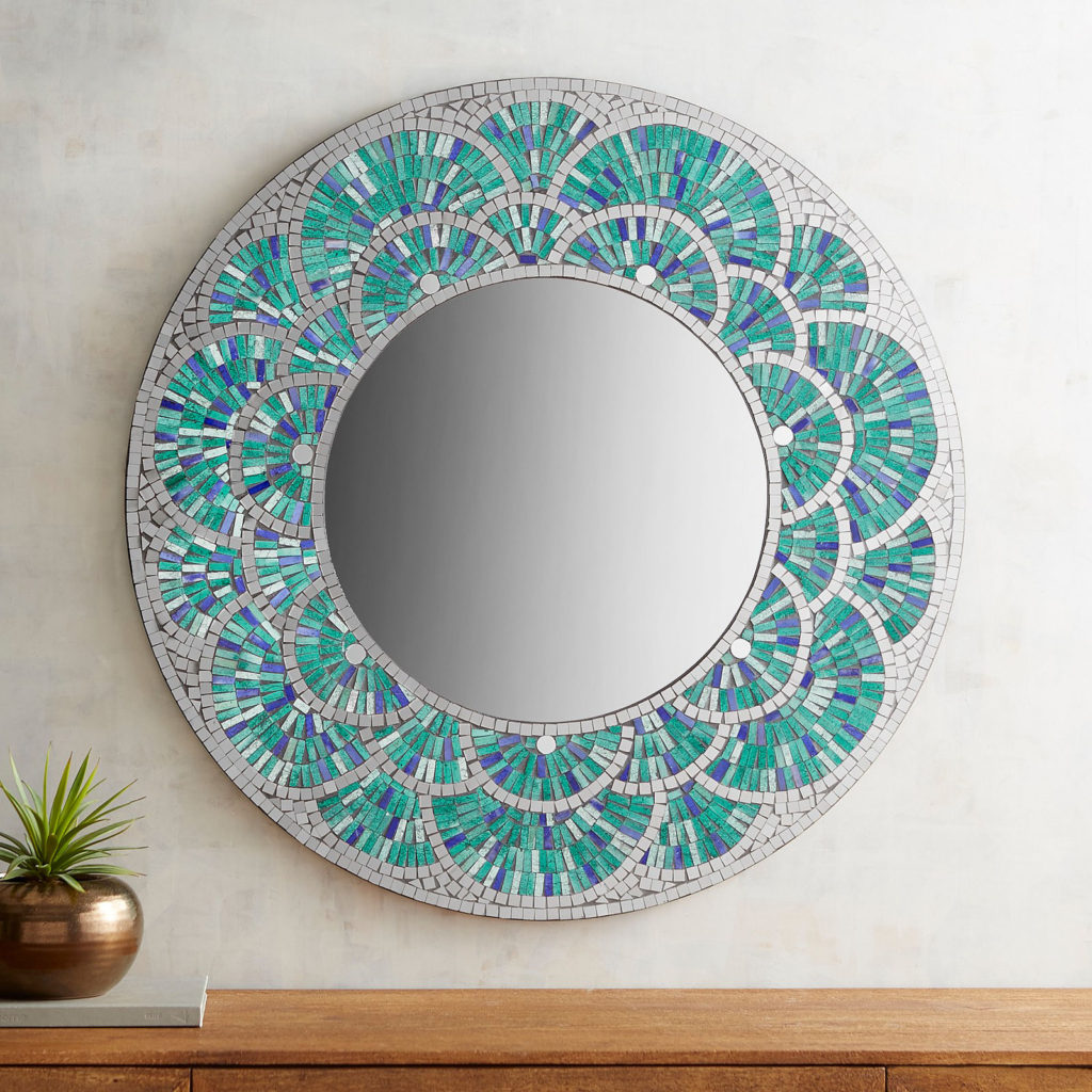 Peacock Mosaic 32″ Round Mirror – Everything Turquoise
