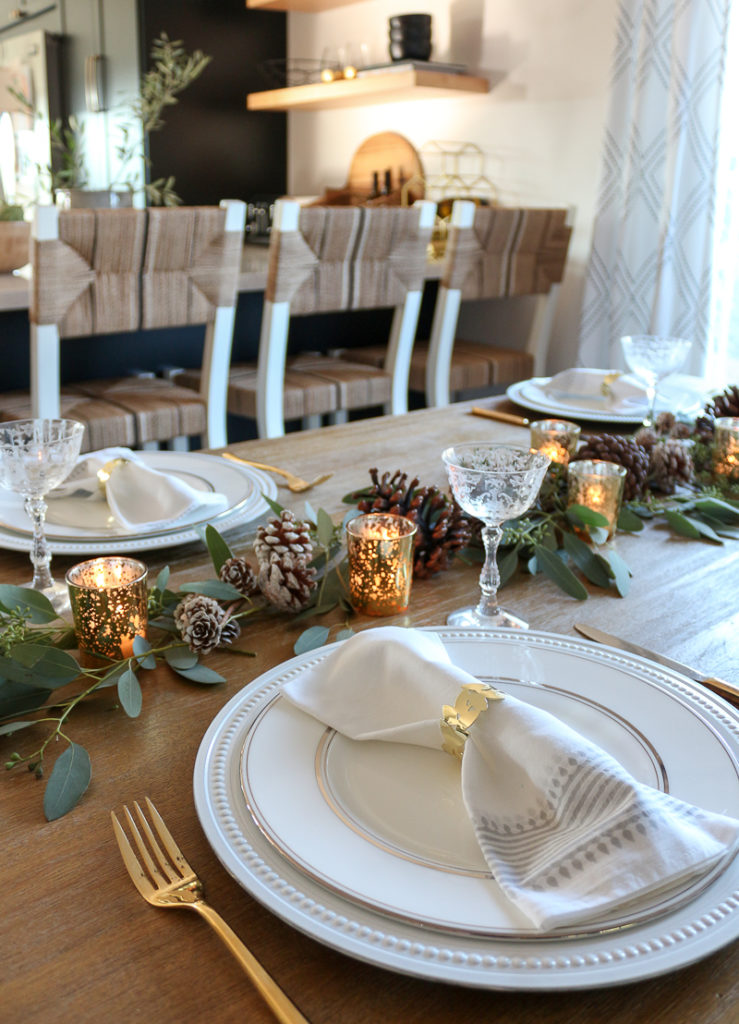 Pine Cone + Eucalyptus Garland Holiday Tablescape - 1111 Light Lane
