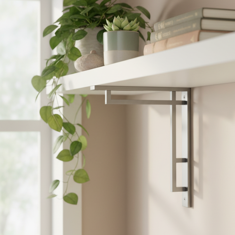 Polished Chrome Art Deco Heavy Duty Shelf Bracket 254x205mm – Door Furniture Direct