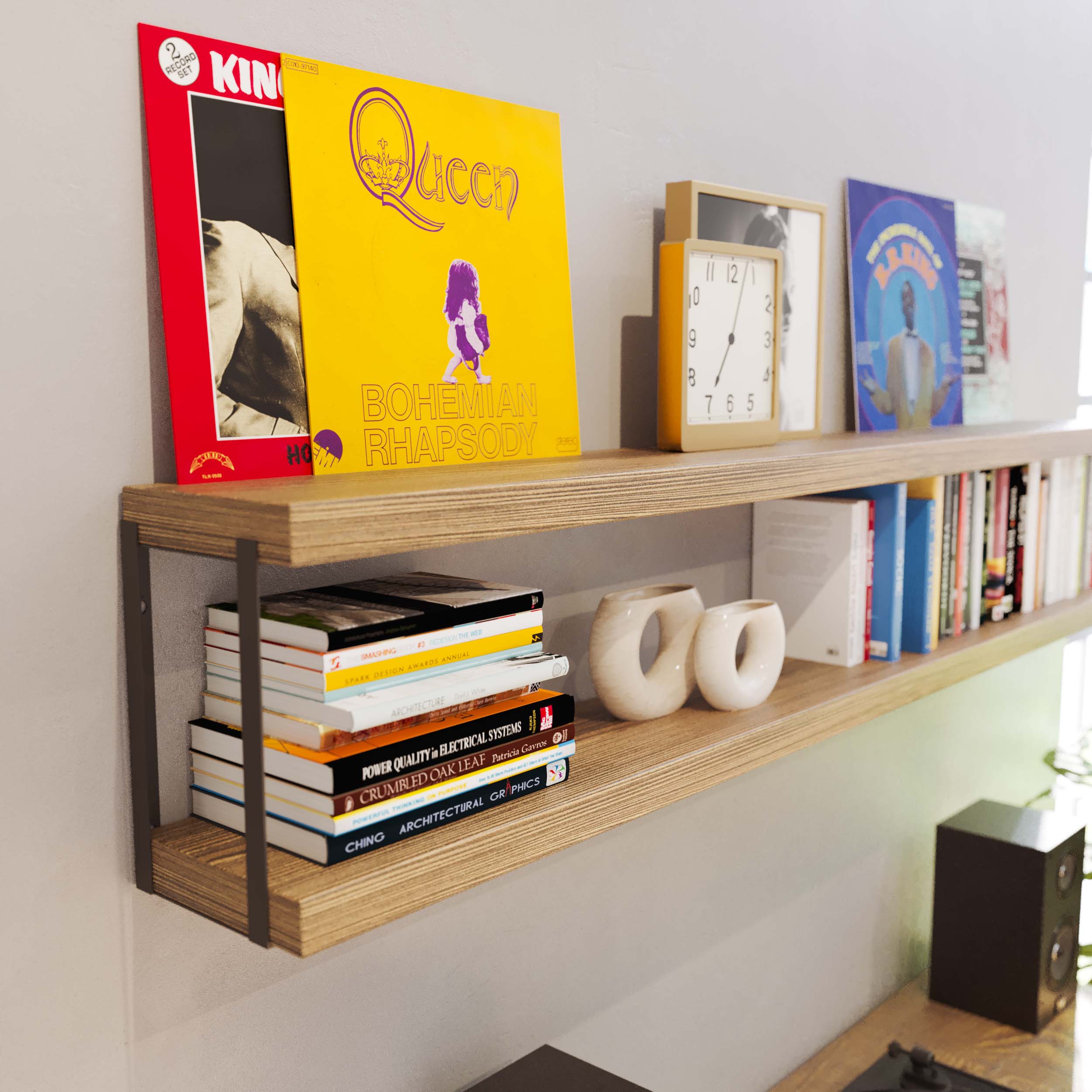 ROCA 6'' Rectangular Shelf Bracket for 6'' to 8' Wide Boards - Black - NISBE139