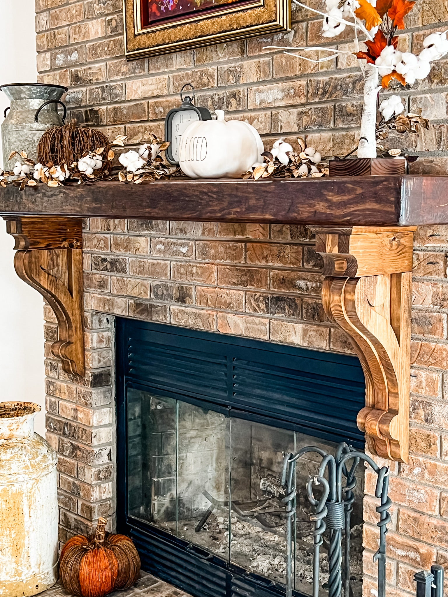 Rustic Wood Corbel Pair – Farmhouse Mantel & Shelf Brackets – The Corbel Shop