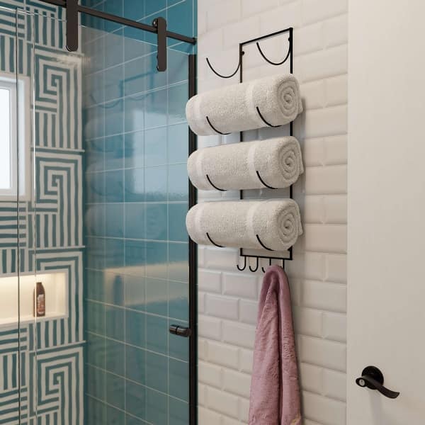 Small Bathroom Ideas Hanging Towel Rack In Bathroom Modern Wall-mounted Towel Rack With Floating Shelf