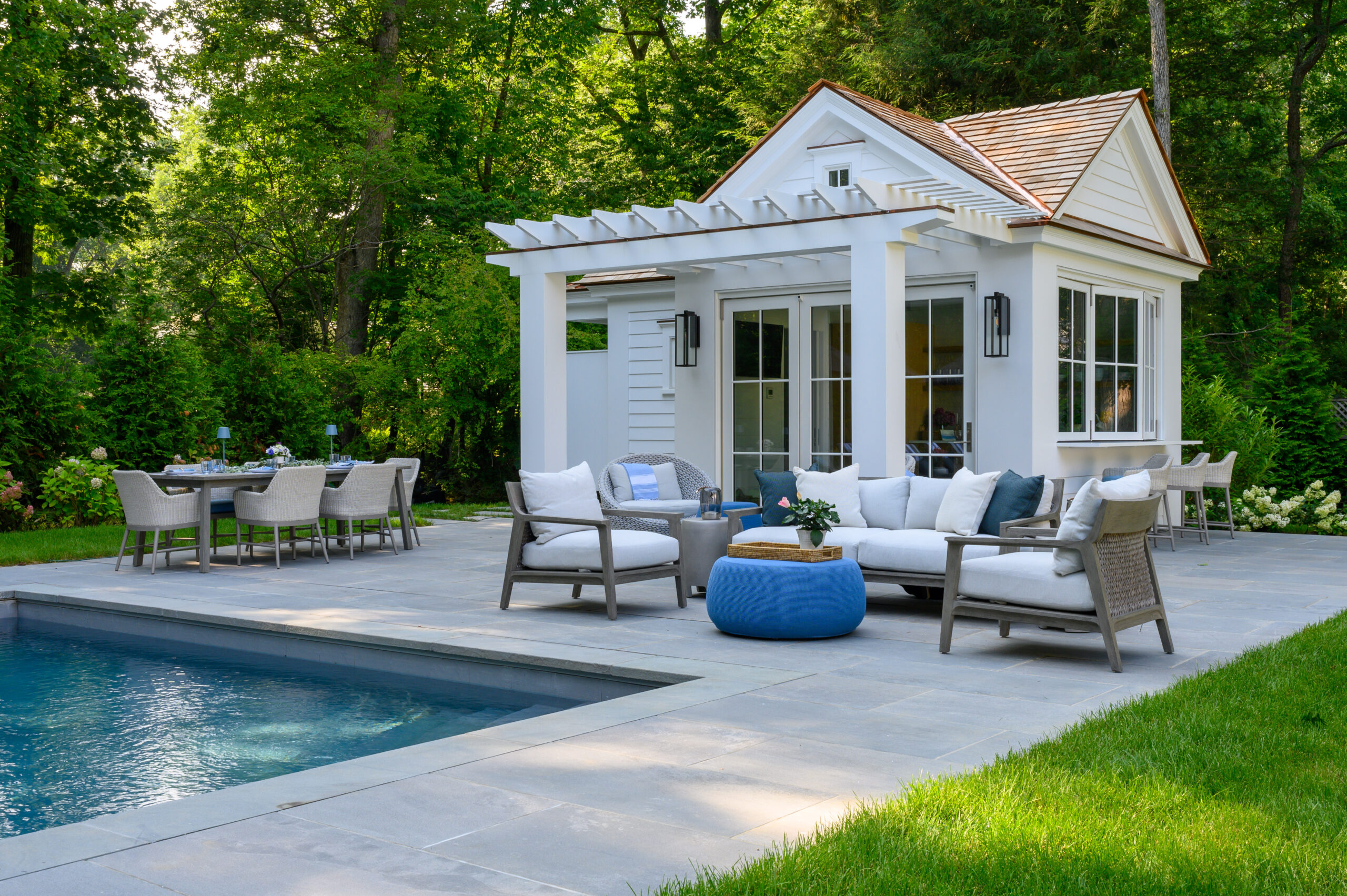Small Footprint, Elevated Impact: A Thoughtfully Designed Luxury Pool House in Greenwich - Clarity Home Interiors