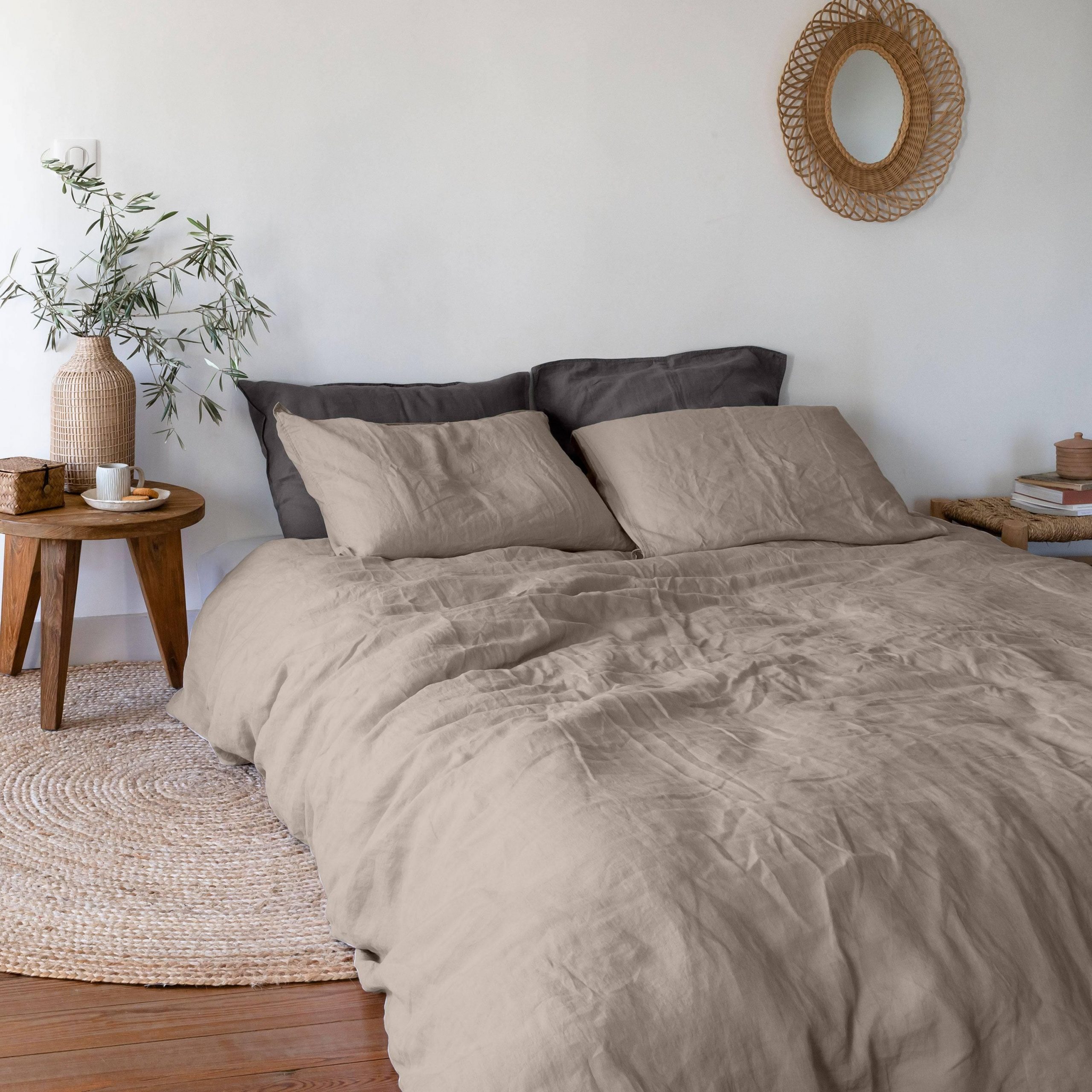 Songe Grey Linen and Washed Cotton Comforter Cover - Carré Blanc Canada Grege / Twin (68 x 90)