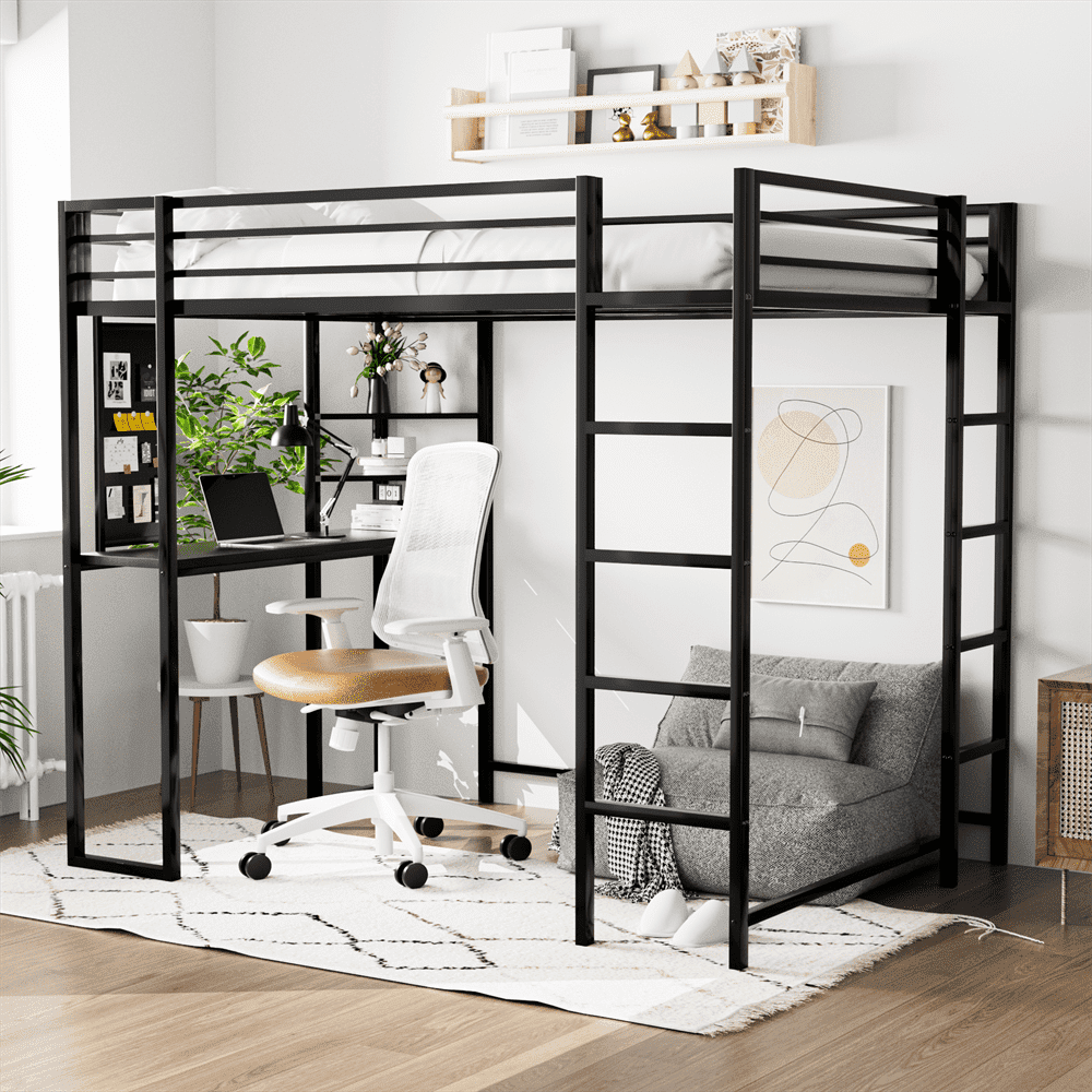 Space Saving Bunk Bed With Desk Donco Low White Loft Bed With Desk And Drawers