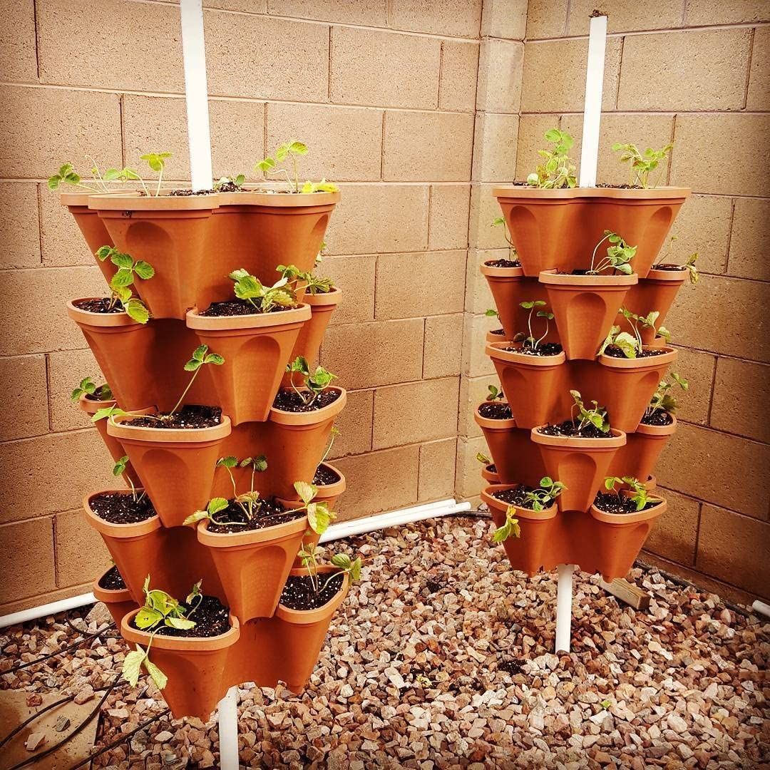 Stackable Flower Pot Home Garden Pot Plastic Strawberry Vertical Tower Planter - Tower Garden Pot and Flower Pots Tower