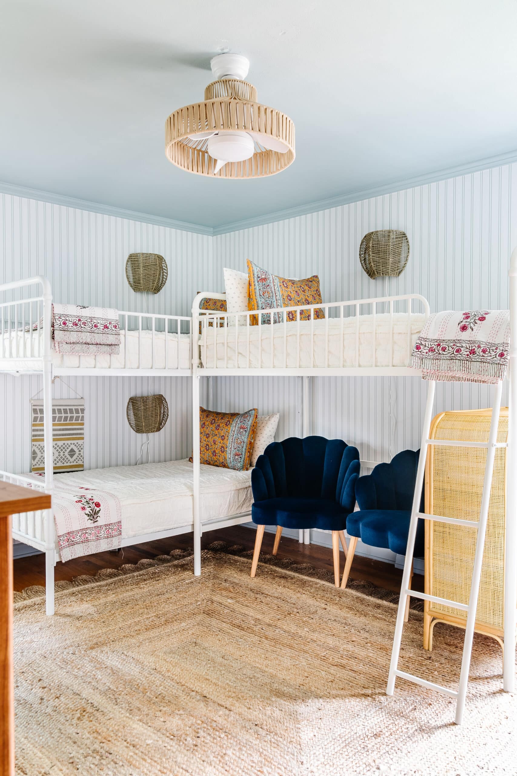 Teenage Triple Bunk Bed Beach Themed Bedroom Makeover - Bless'er House