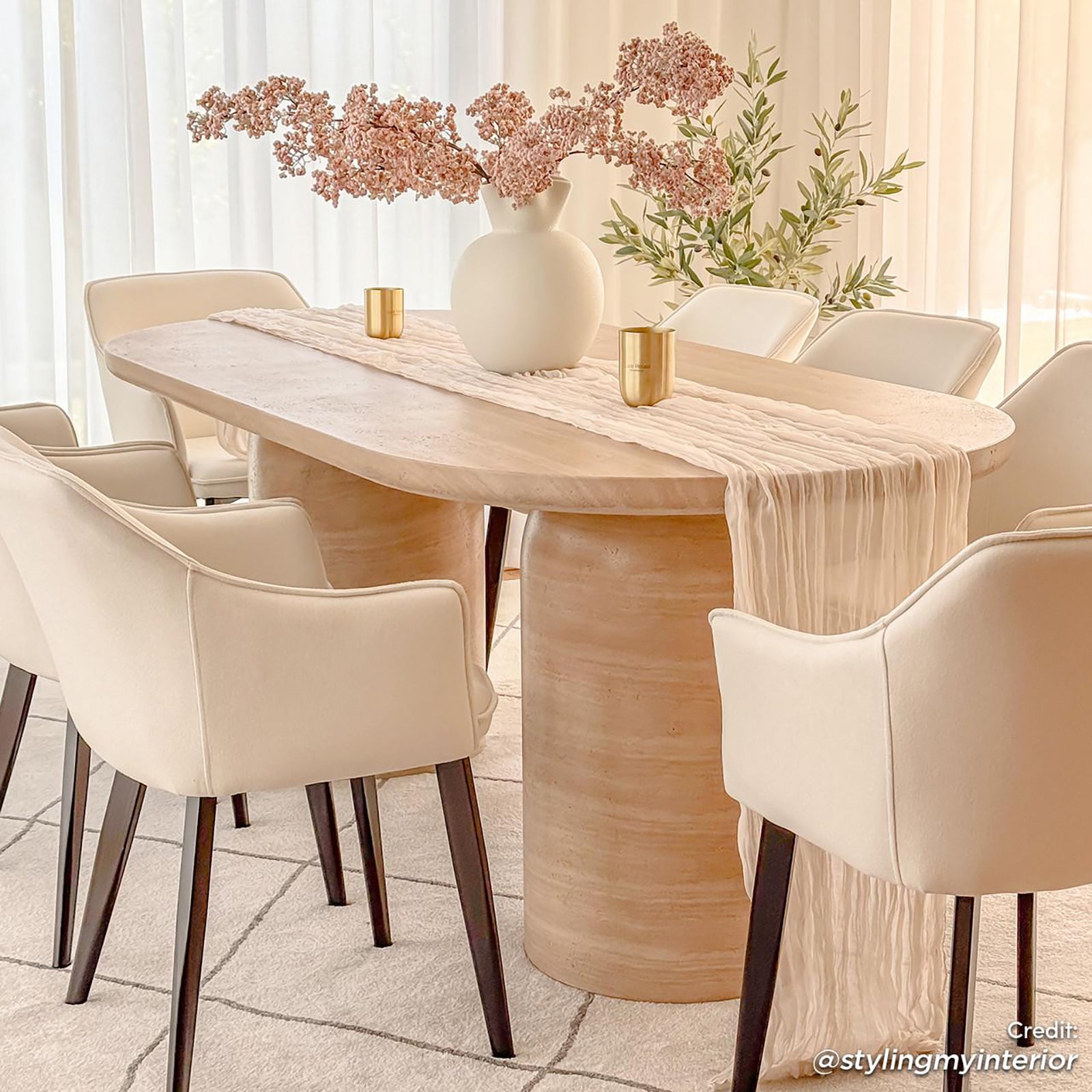 Tierre 200cm Round Outdoor Concrete Dining Table in Beige – Luxo Living