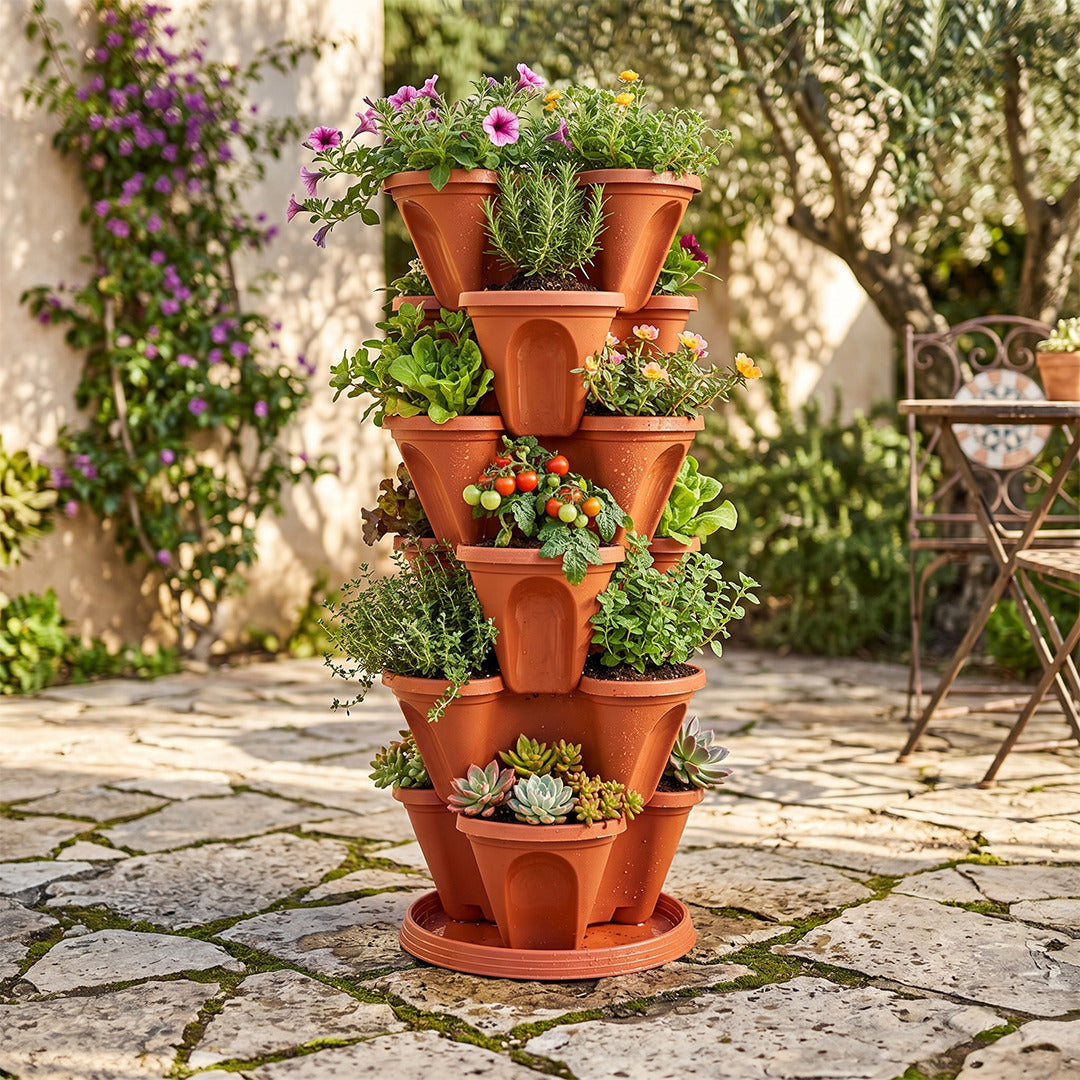Vertical Garden Tower Planter – 7 Pots Set | Gardens Need