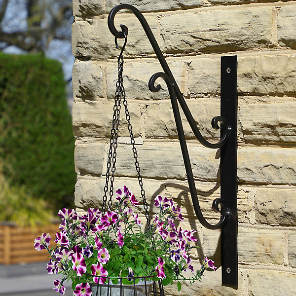 Vintage Style Extra Large Ornate Black Wall Bracket Outdoor Basket Hanger Garden Hanging Basket Bracket