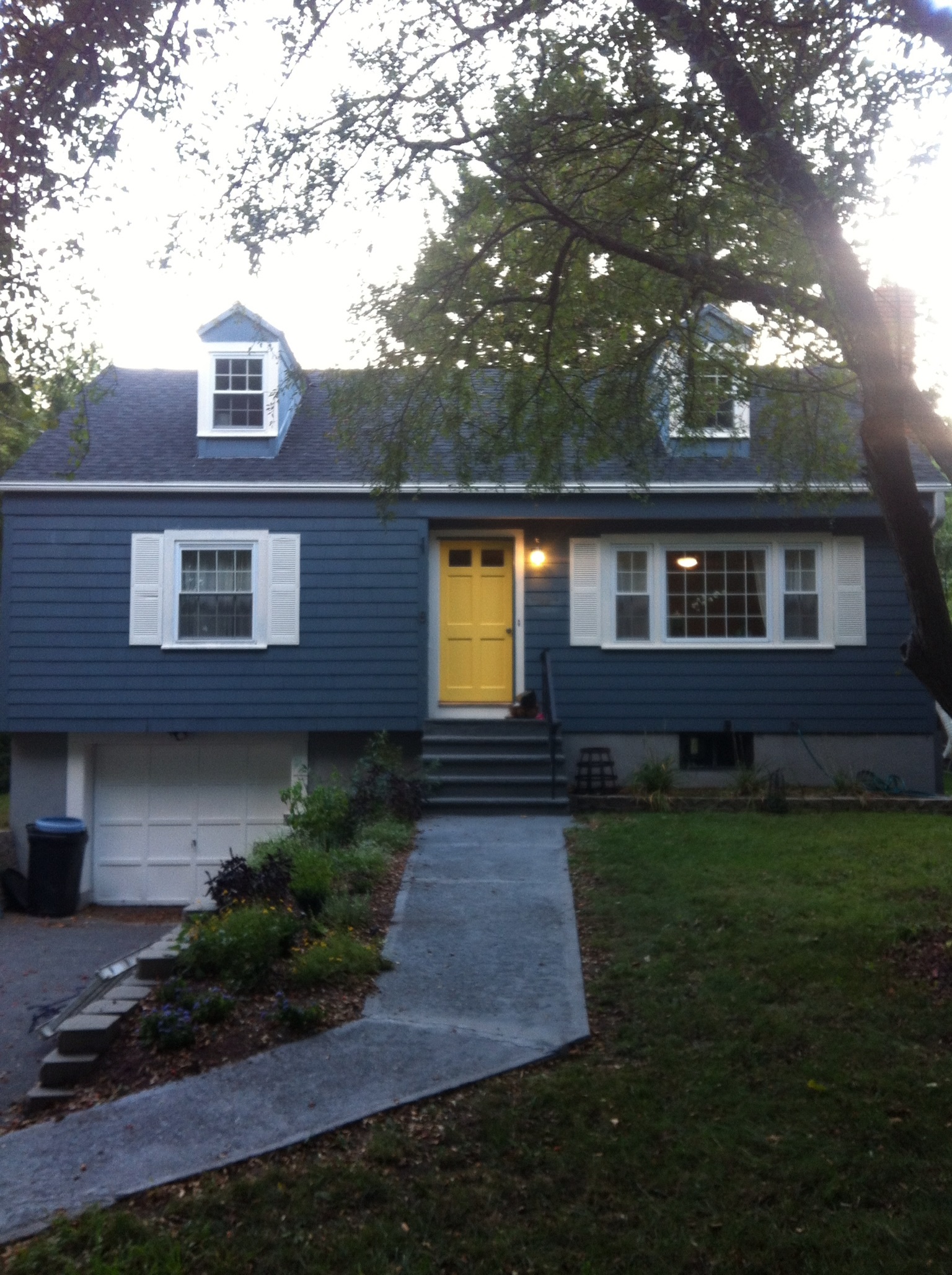 Yellow front door | Our little blue house