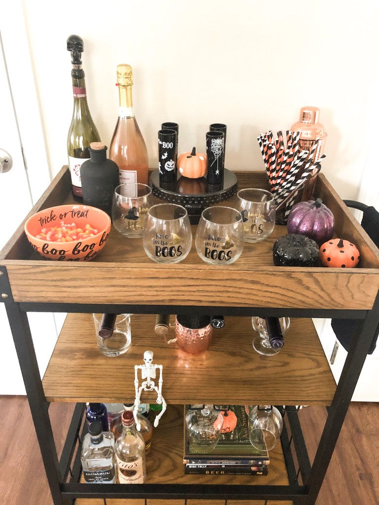 5 Tips for Styling Your Bar Cart feat. my Halloween Bar Cart - Bluebonnet Porch