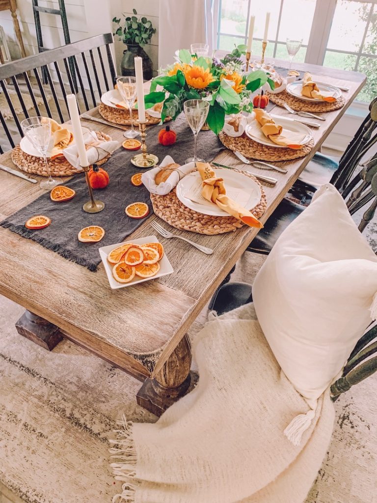 A Simple Fall Tablescape with Fall Colors -
