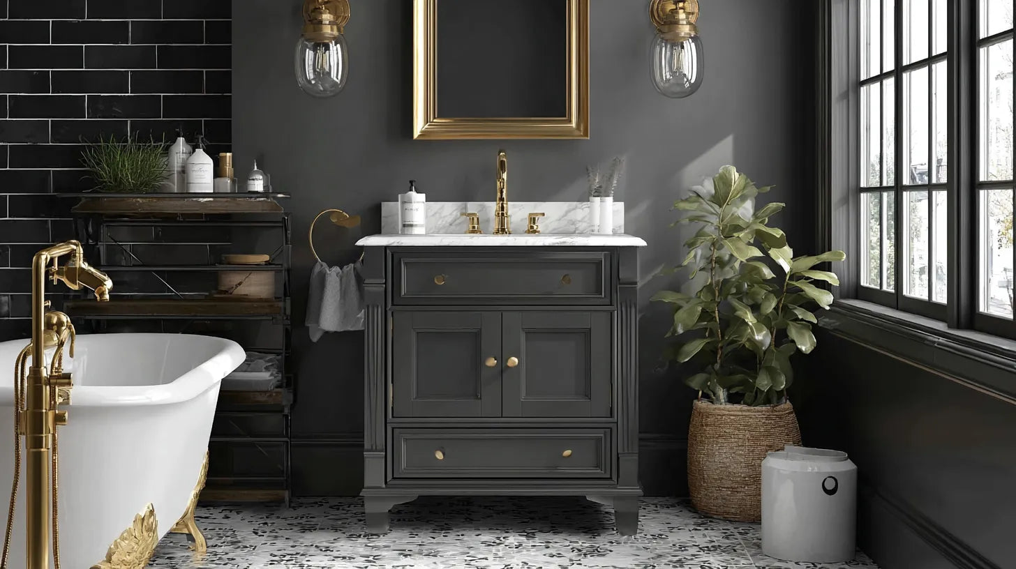Antique Bath Vanity Ideas For Dark, Collected Baths | AURA Modern Home