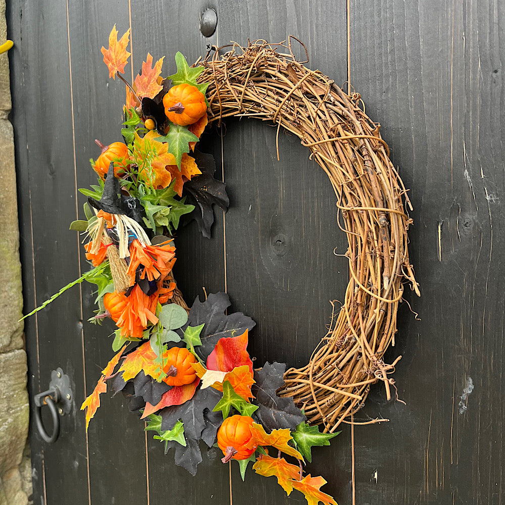 Autumn Outdoor Door Wreath Autumn Witch Front Door Wreath – Hollybarn Farm