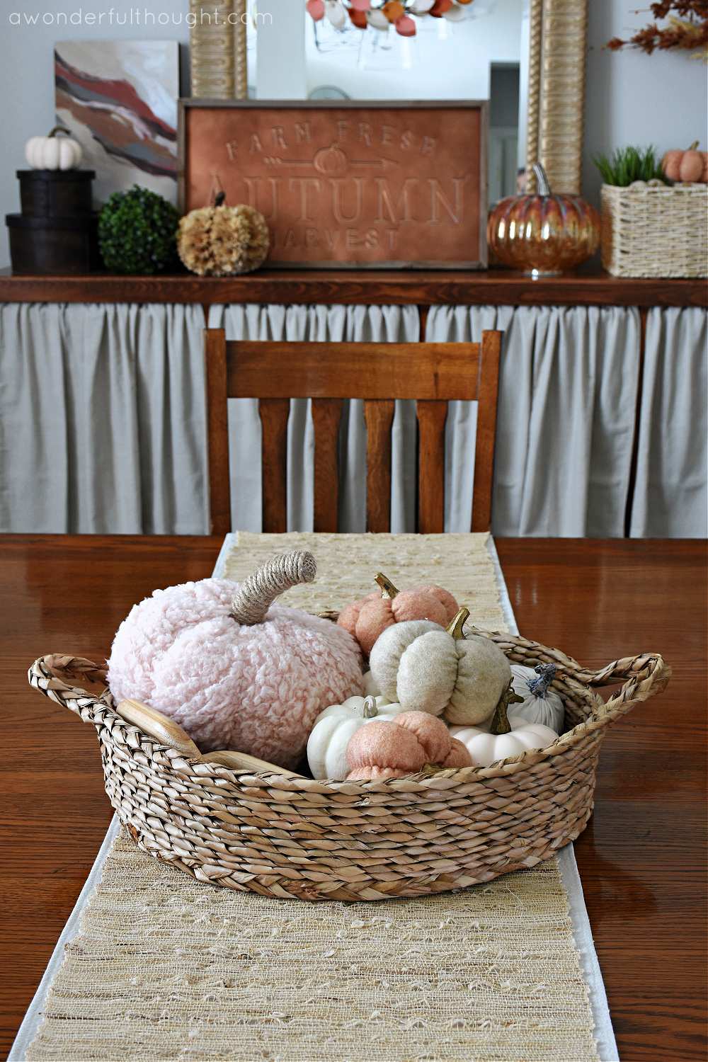 Blush pink and copper fall decor - A Wonderful Thought