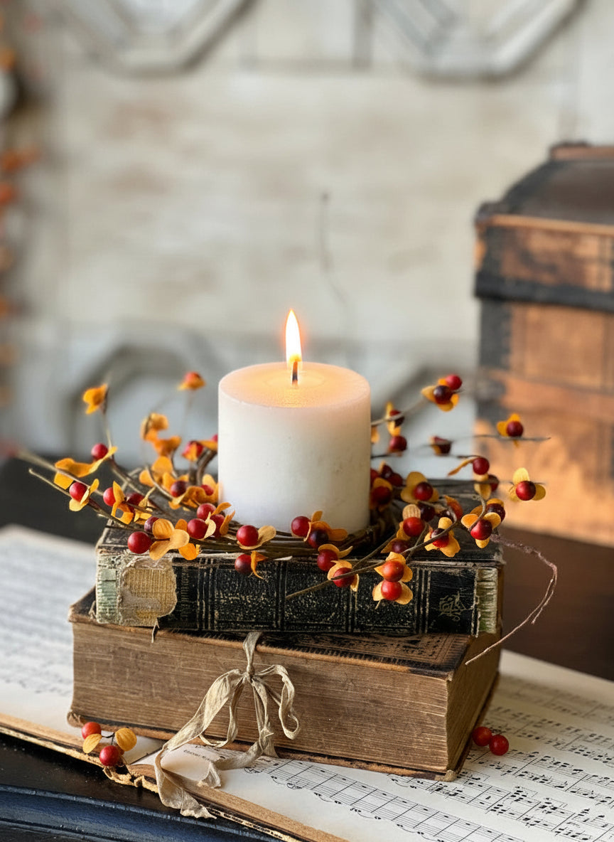 Candle Centerpiece Hobby Lobby Fall Candle Rings Autumn Candle Thanksgiving Candle Rings Orange Red Oak Leaf Candle