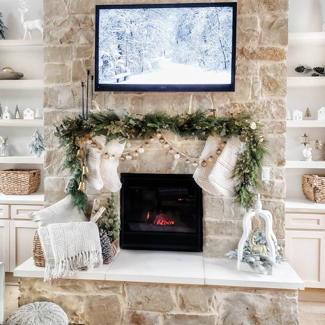 Christmas Stretch Mantel Chic Winter Mantle Garland Ideas To Extend Your Holiday Style