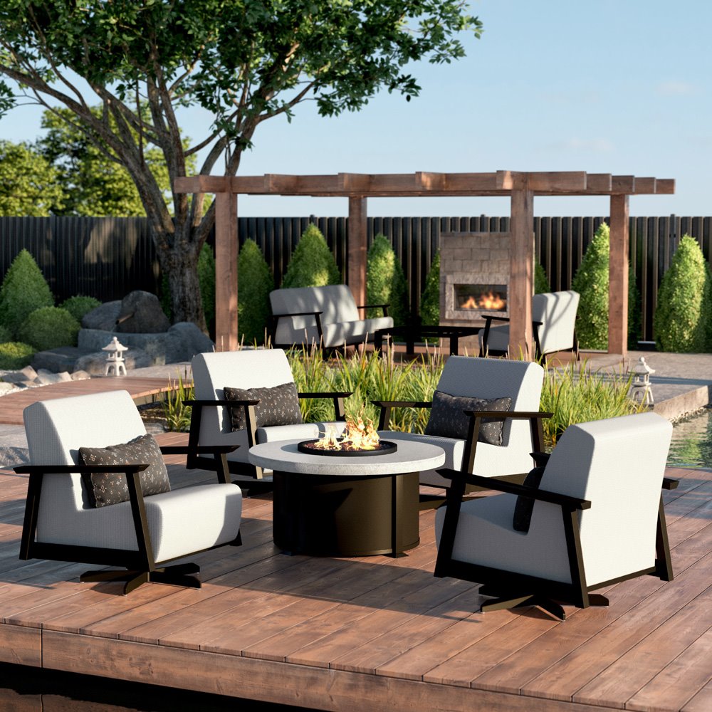 Concrete Patio Circular Outdoor Seating With Fire Pit Homecrest Concrete 54' Round Balcony Fire Table