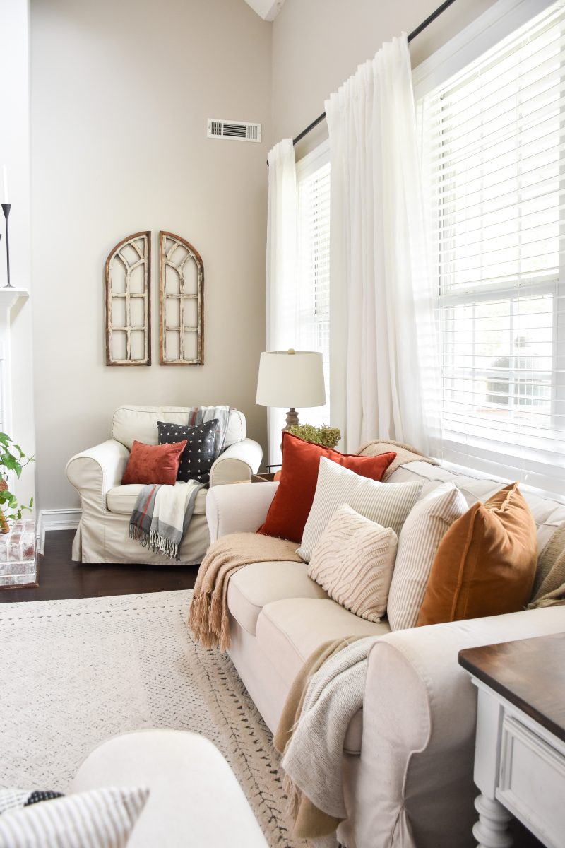 Cozy Fall Living Room, Fall Mantel, and Home Tour