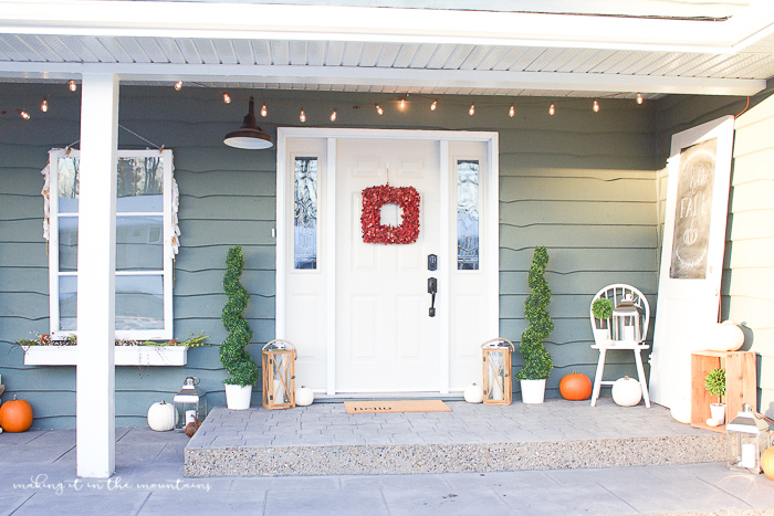 Cozy Farmhouse Style Fall Porch - Making it in the Mountains