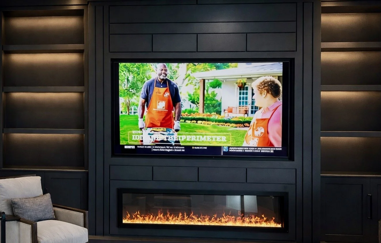 Custom Built-In Fireplace Media Wall in Orlando | Florida Media Walls