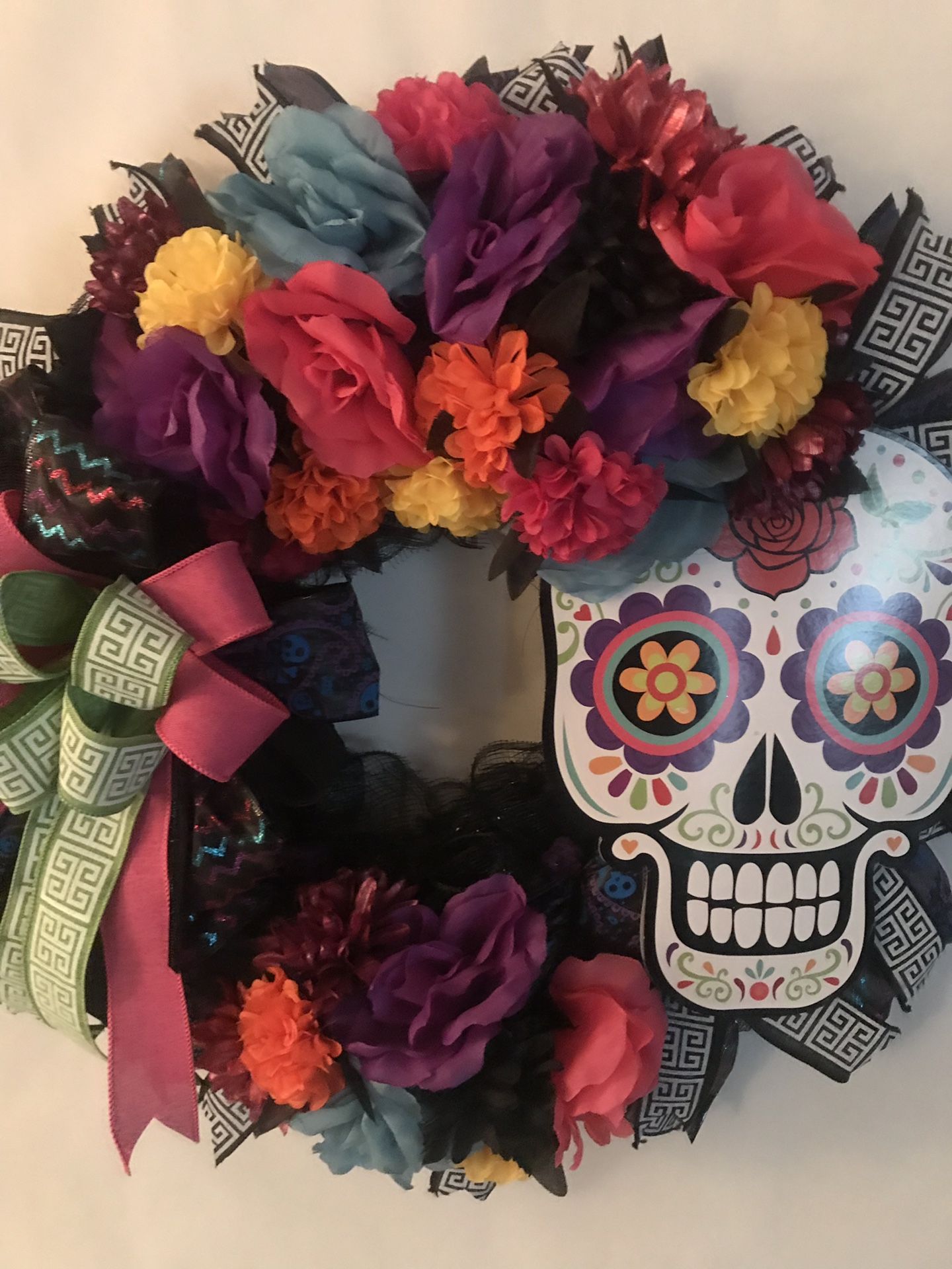 Day of the dead Halloween wreath colors