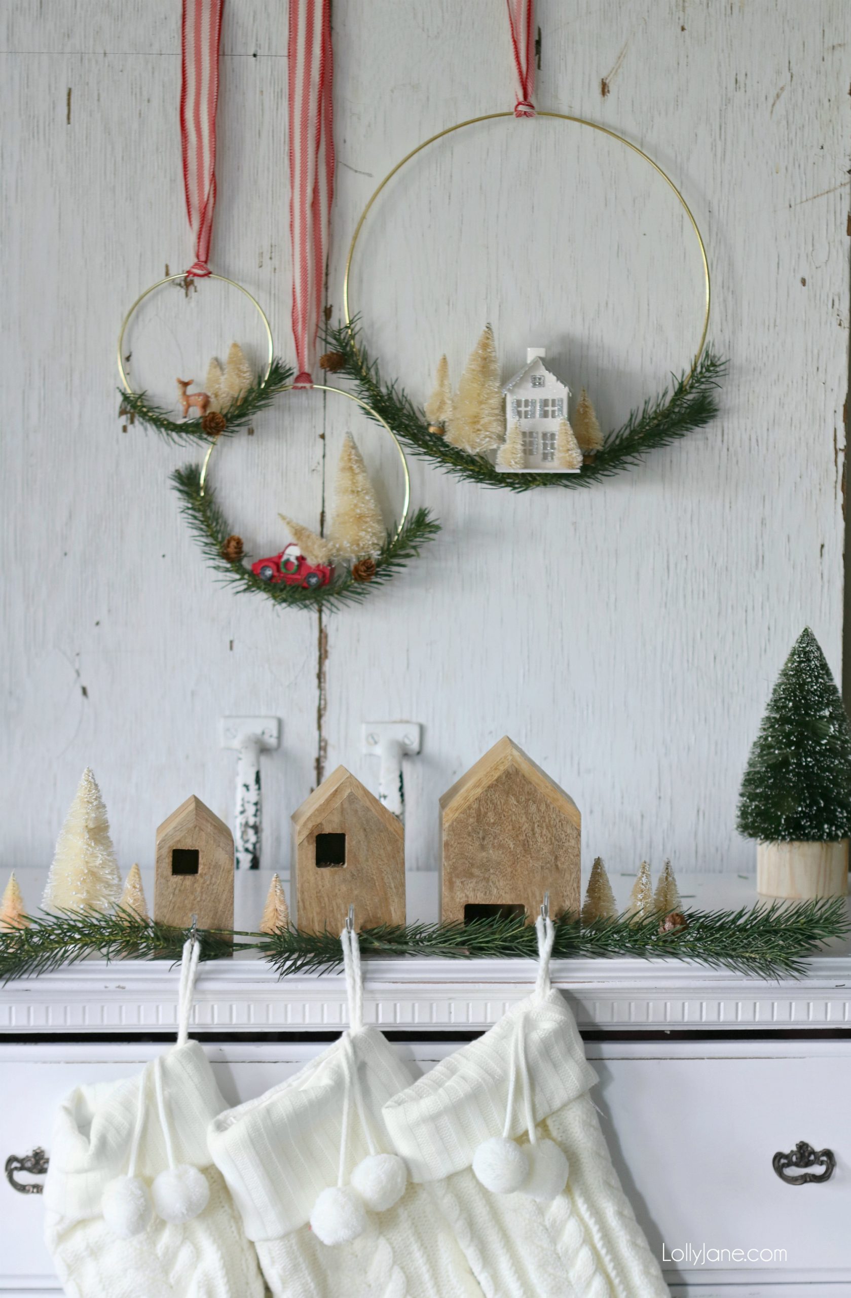 diy bottle brush tree Christmas wreath - Lolly Jane