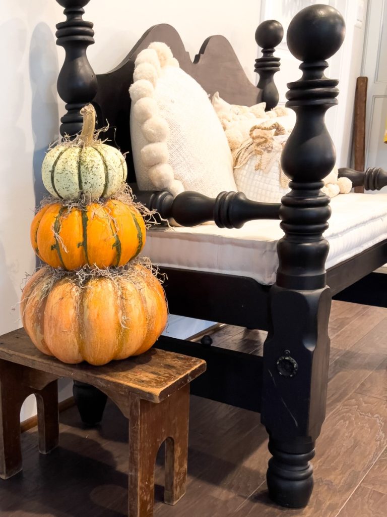 DIY Stacked Pumpkin Fall Decor - White Lilac Farmhouse
