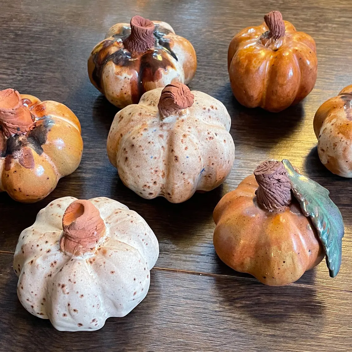 Earthenware Pumpkins: Autumn Table Centerpiece, Speckled Rustic Decor – Miss Eli's Emporium