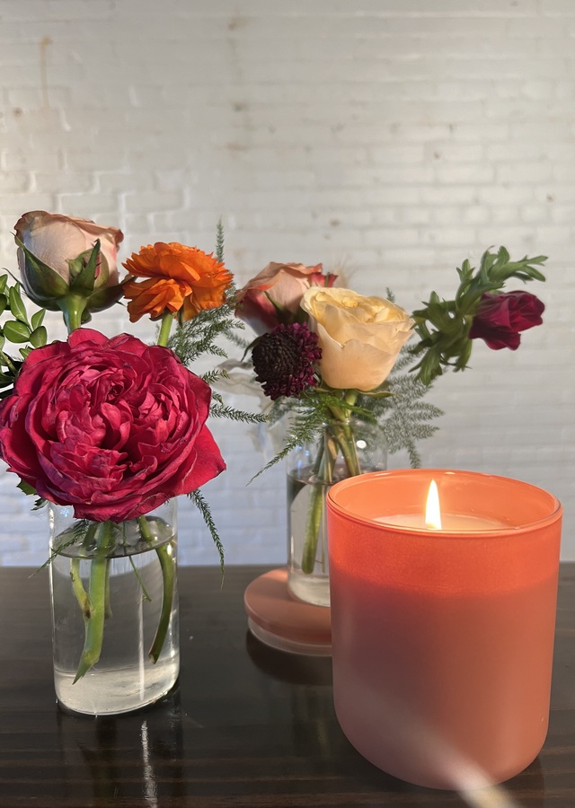Fall Blooms and Candle Set | The Flower Alley
