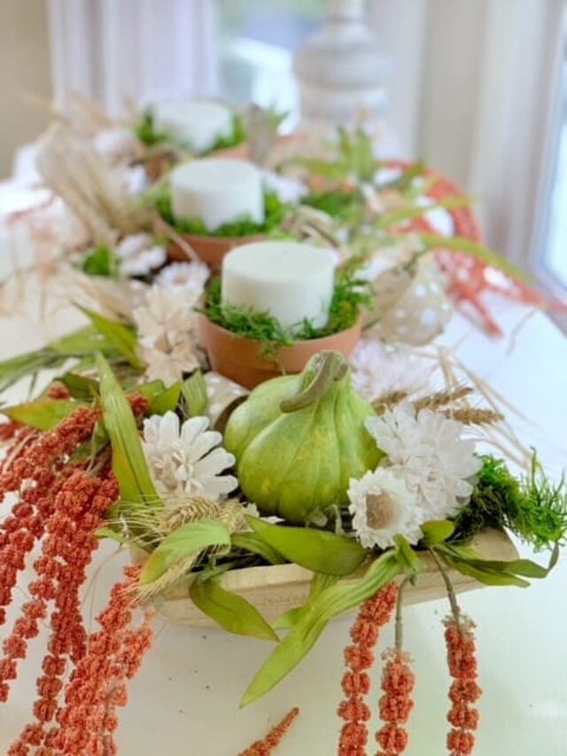 Fall Dough Bowl with Flowers, Fruit, and Burlap Ribbon - Celebrated Nest