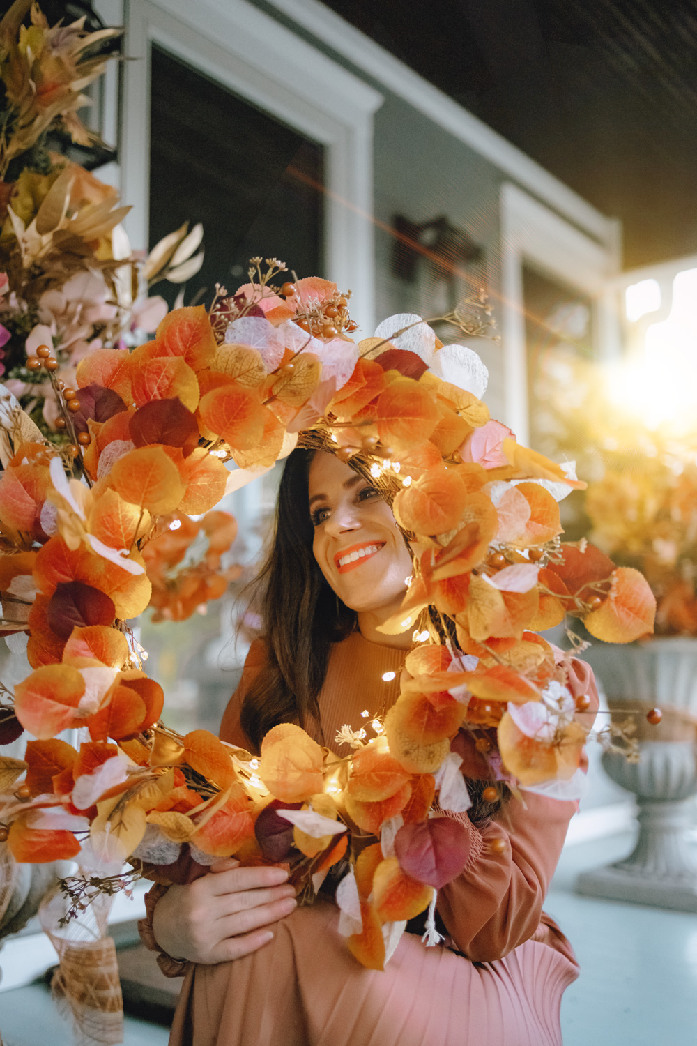 Fall Lantern Decor - Elegant Porch Ideas - Anchored In Elegance