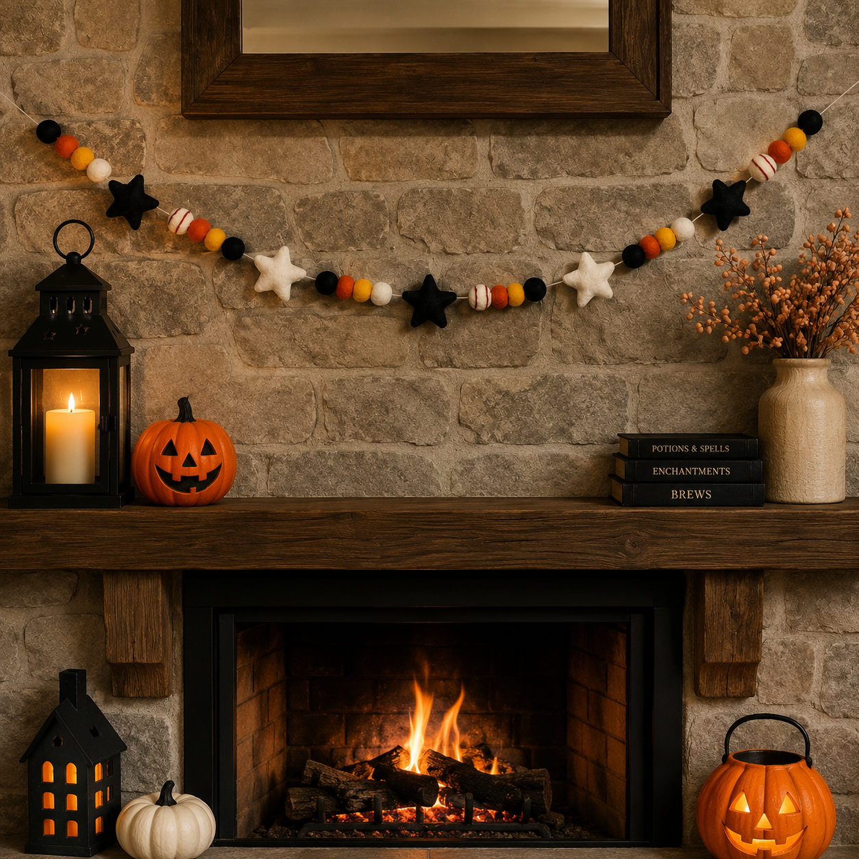 Fall Mantel Banners Gobble Gobble Garland/ Thanksgiving Garland/ Fall Garland/ Felt Ball Garland/ Felt Letter Banner/