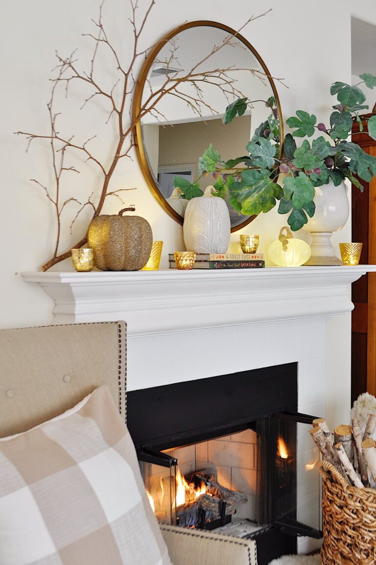 Fall Mantel Decor Ideas - Lynne Greene Interiors - Hunter Douglas Gallery MA