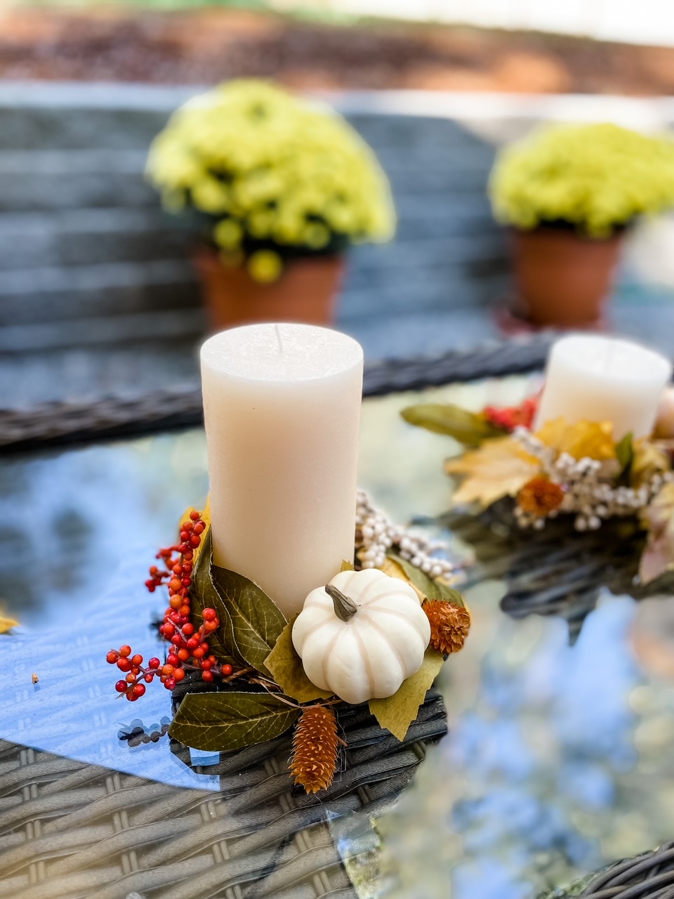 Flower Thanksgiving Candle Rings Fall Candle Rings, Inch Center Thanksgiving Autumn Candle Rings