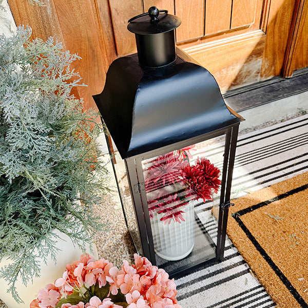 Front Porch Fall Lantern Tall Outdoor Black Glass Lanterns Decor Steals