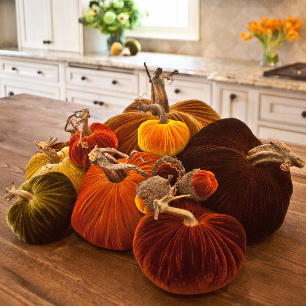 Glam Velvet Pumpkin, Velvet Pumpkin Decor in Orange and Black