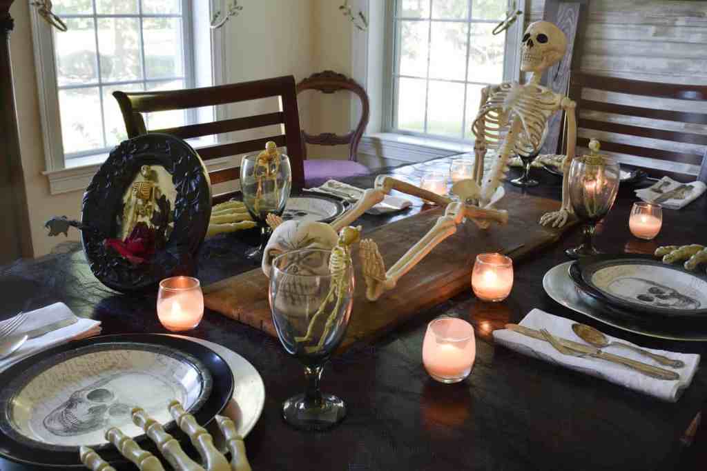 Halloween Table Top Decor with Skeletons - Zucchini Sisters