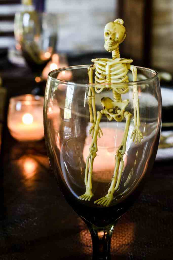 Halloween Table Top Decor with Skeletons - Zucchini Sisters