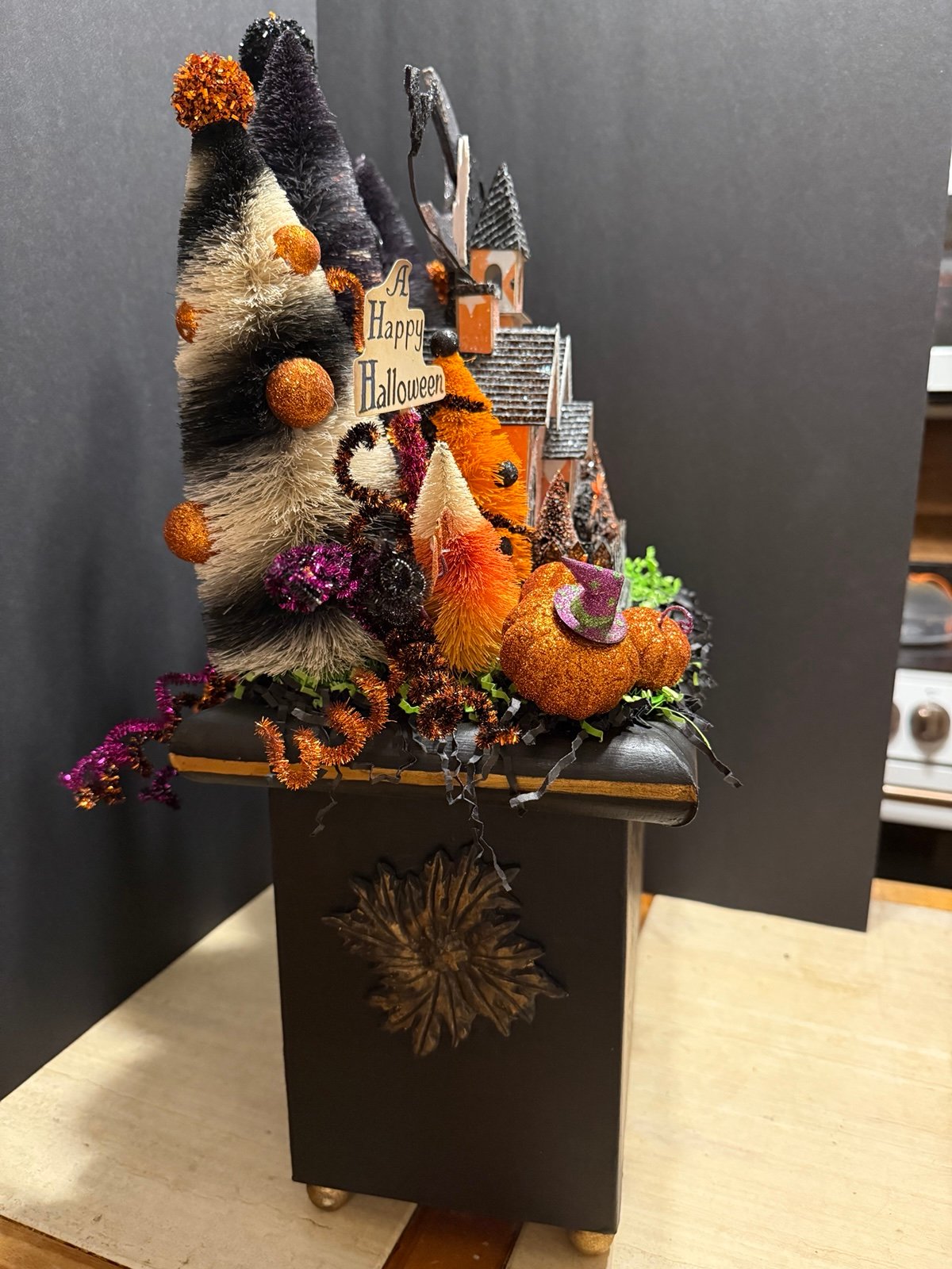 Handmade Halloween Haunted House Display – Unique Holiday Décor