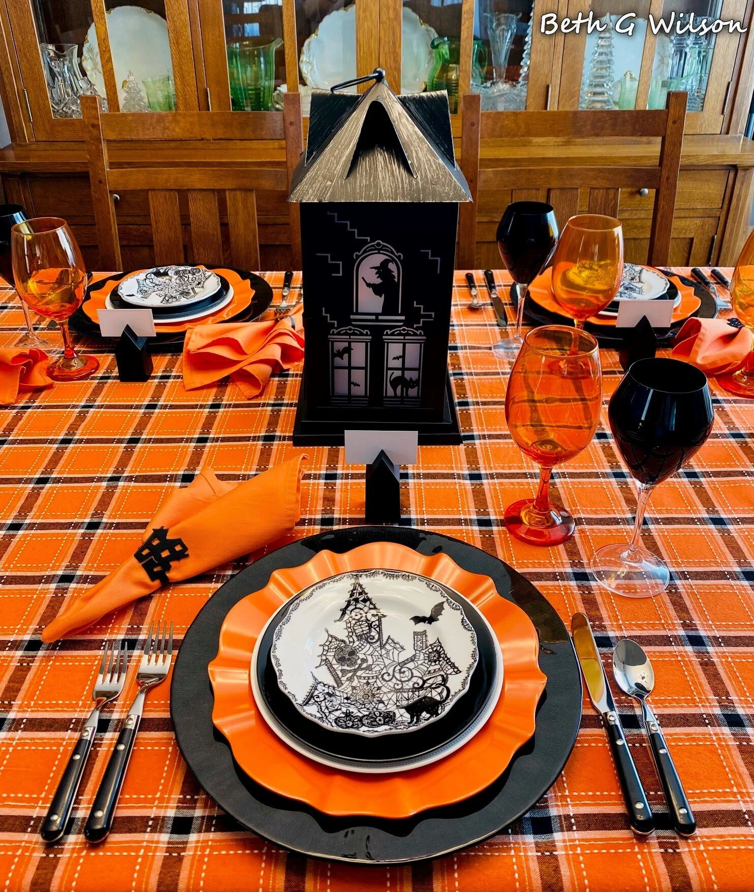 Haunted Houses on a Halloween Tablescape — Whispers of the Heart