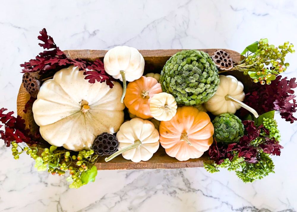 How to decorate a dough bowl for fall? simple decor ideas