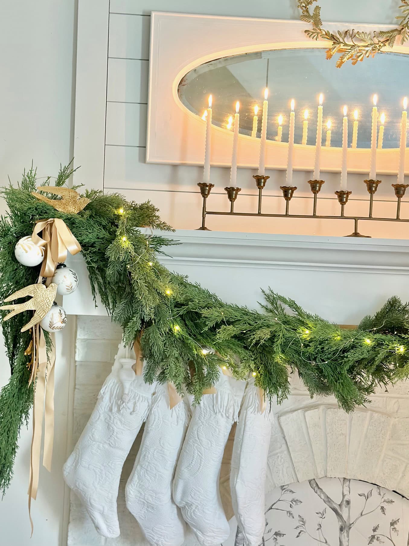 How to Hang and Style Christmas Garland on a Mantel - Celebrated Nest