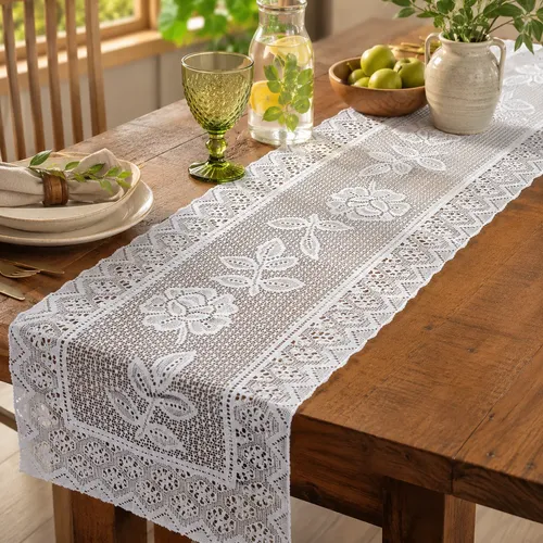 Lace Skull Table Runner Halloween Gothic Skull Rose Linen Table Runners Mexico Day O MercadoLivre
