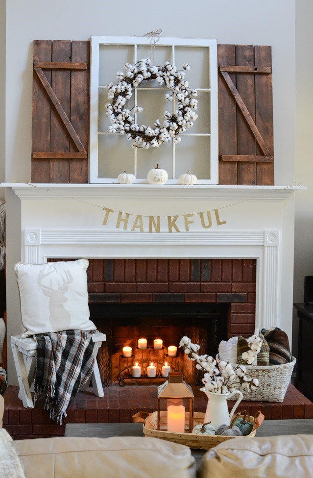Layered Farmhouse Style Fall Mantel