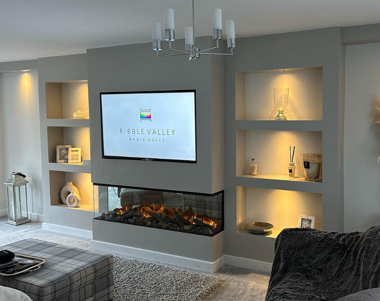 Modern TV Wall With Fireplace